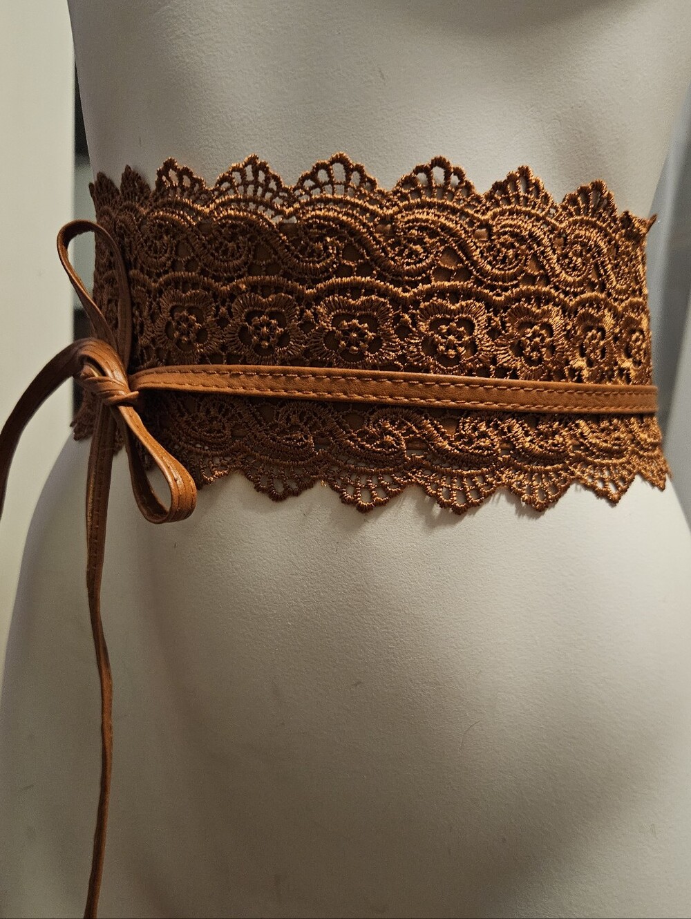 BELT - Brown Cloth Lace Wrap Belt * Brown Copper